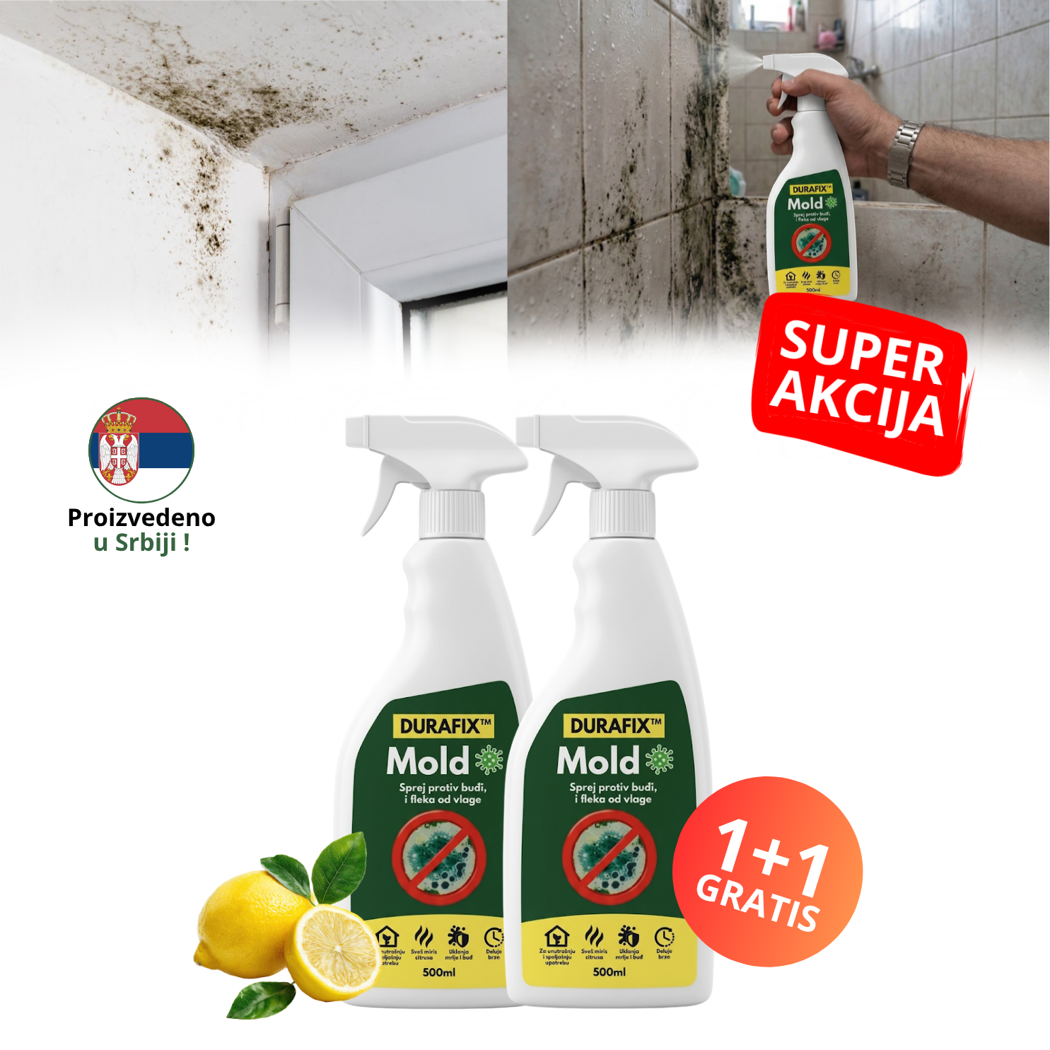 Durafix Mold - Sredstvo za uništavanje buđi i plesni (500ml+500ml)