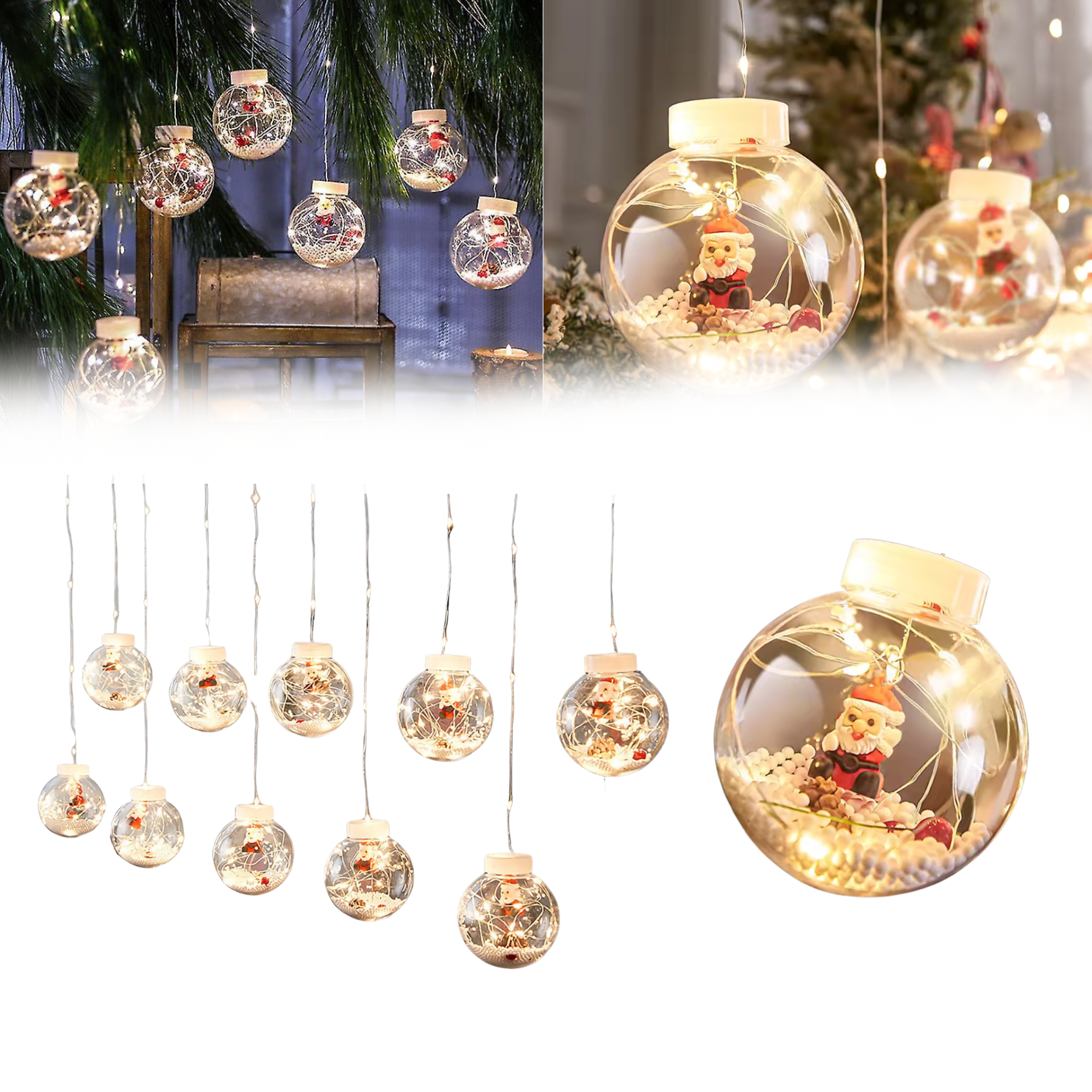 MagicLights Santa - Novogodišnja LED zavesa sa svetlećim kuglama