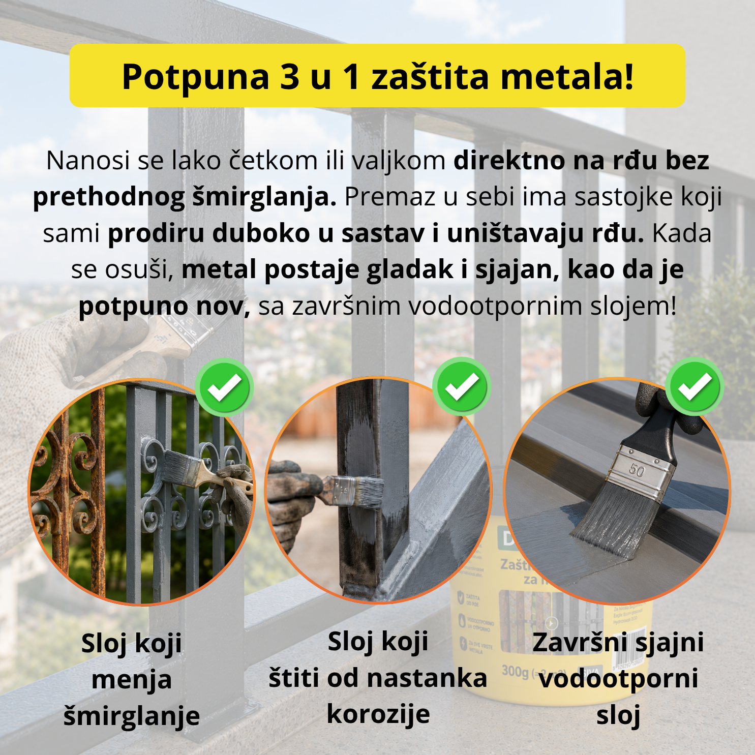AntiRust - 3 u 1 boja protiv rđe i korozije (300g+300g)