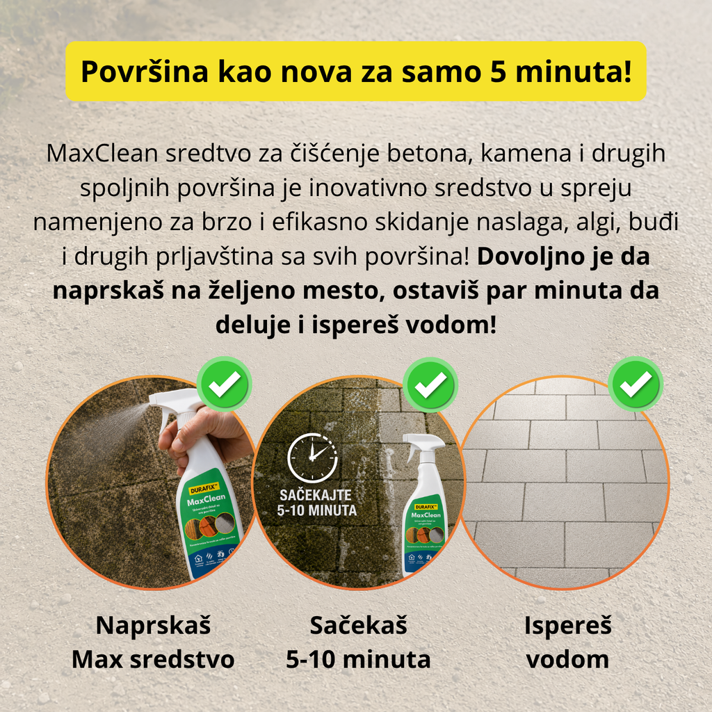 Sprej za čišćenje betona 1 + 1 GRATIS