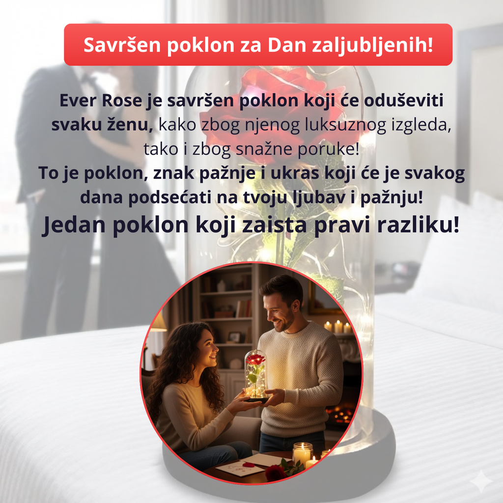 Ever Rose - Večna svetleća ruža u zvonu