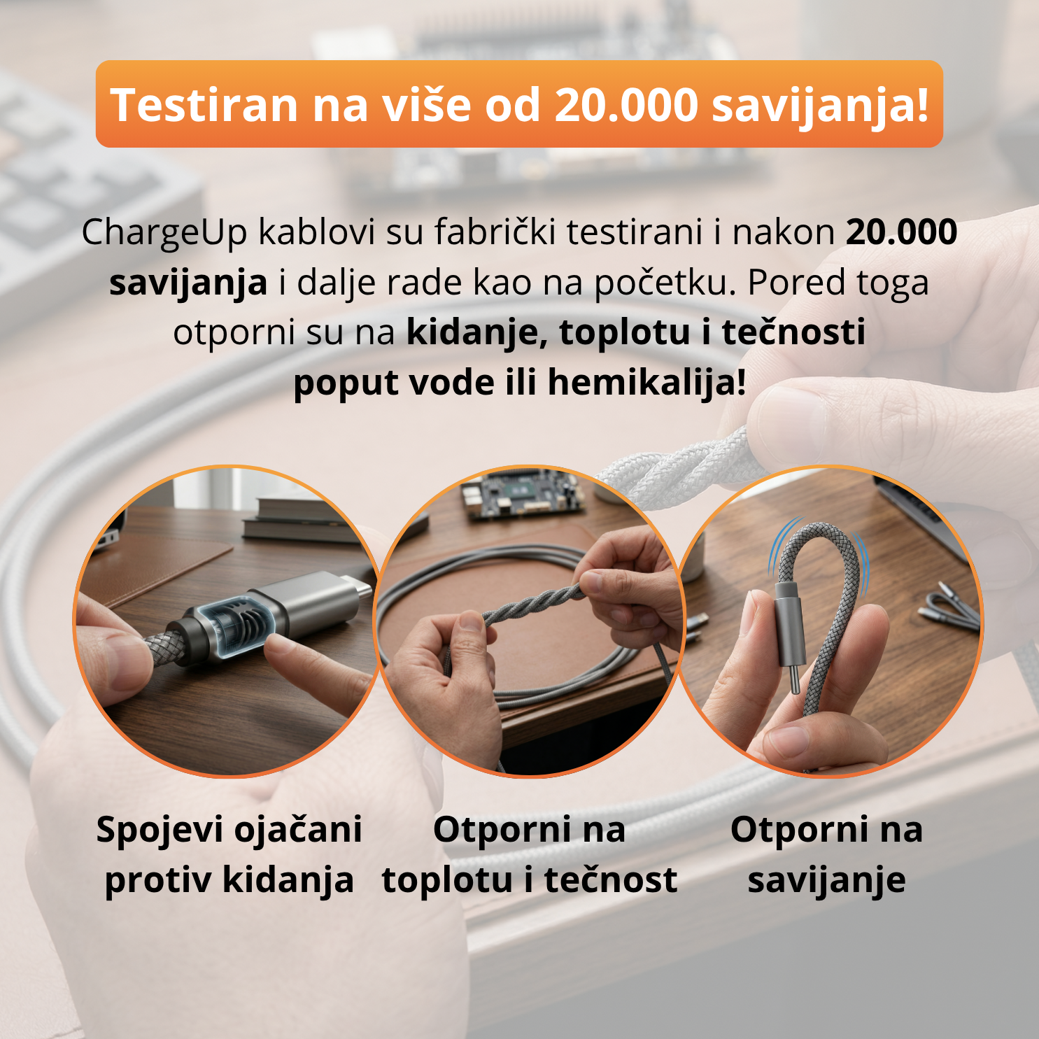 ChargeUp - Ekstra dugački kabl za punjenje - 3m