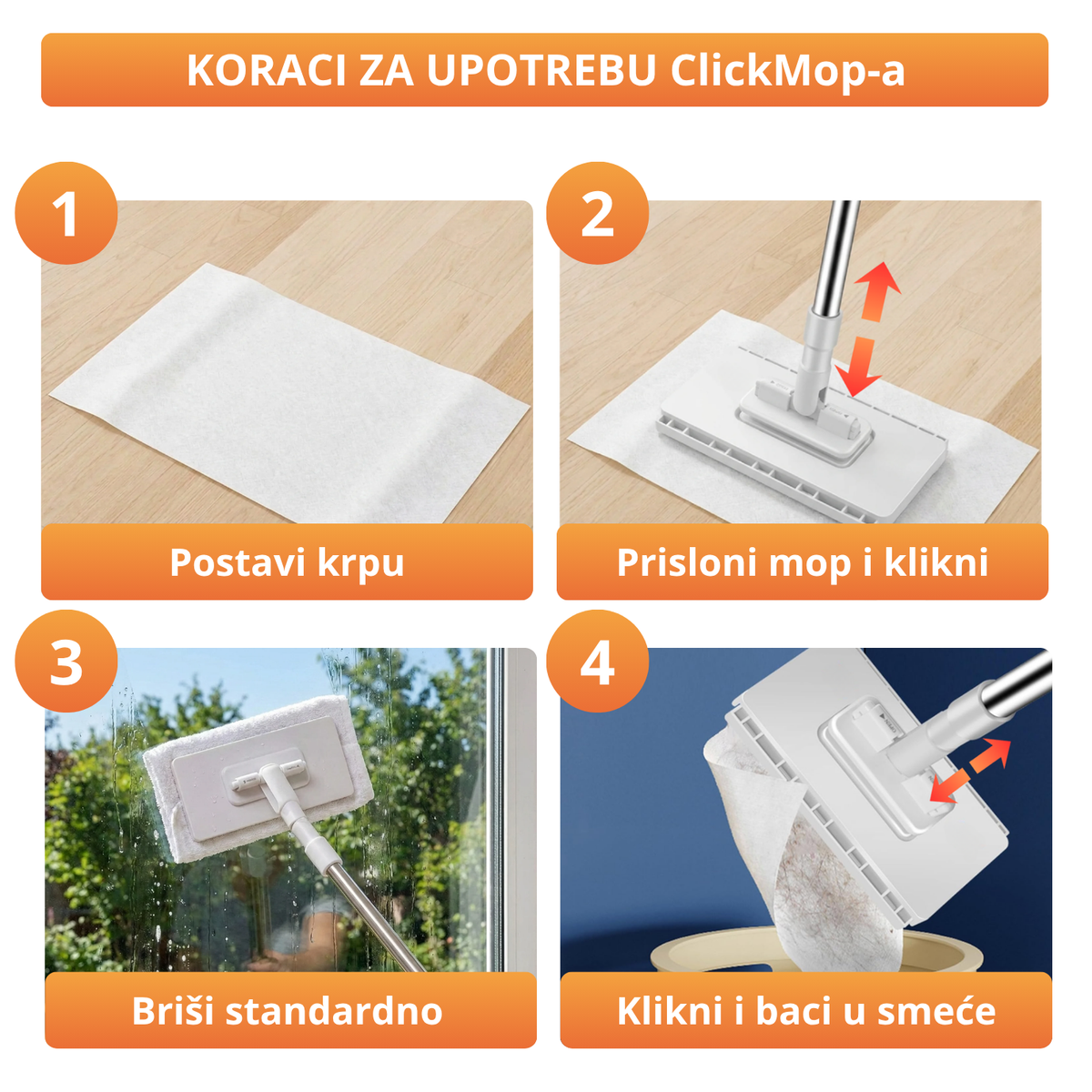 ClickMop - Mop za sve vrste krpa + 2 Mikrofiber krpe Gratis