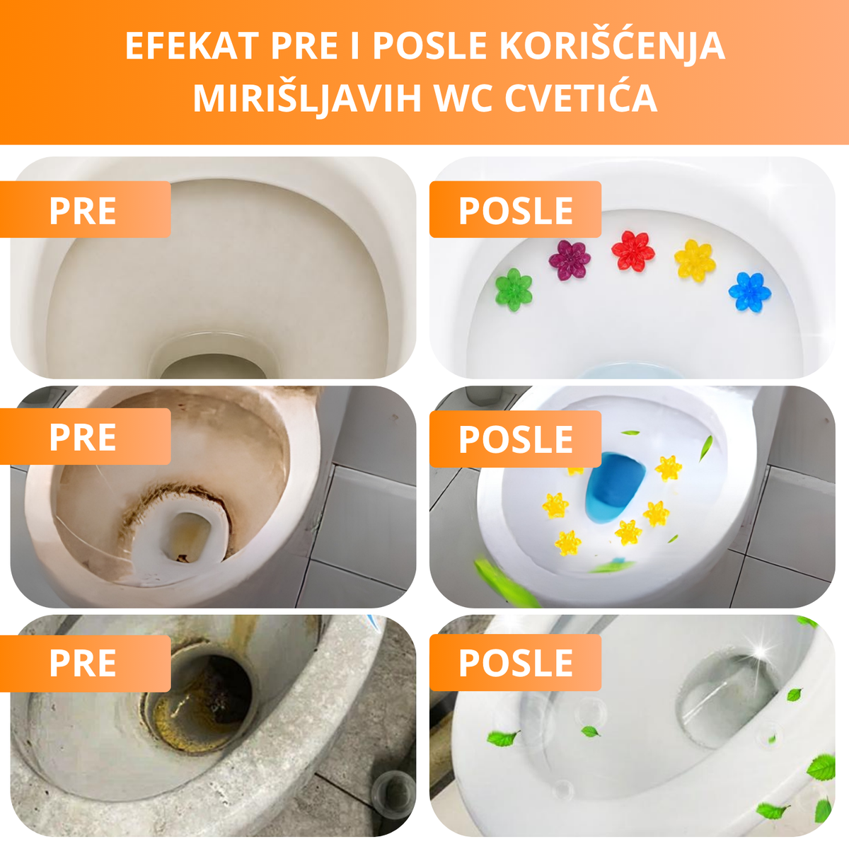 Mirišljavi cvetići za WC šolju - 3 mirisa (42 cvetića)